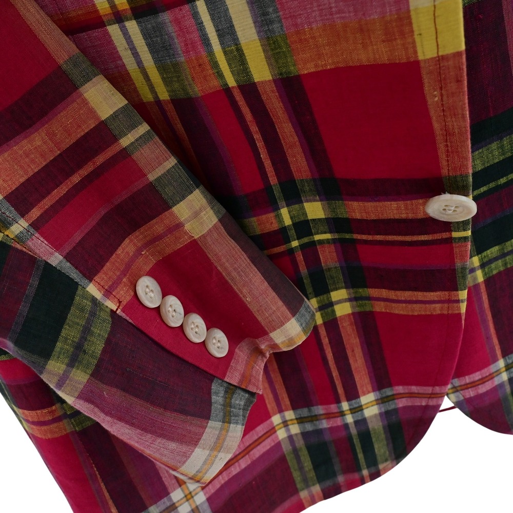VTG Polo University Club Ralph Lauren Madras Blazer 80s Union Made Plaid Luxe - Picture 10 of 16